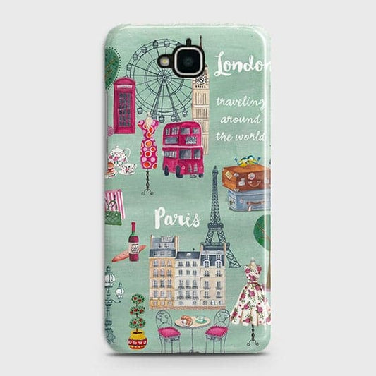 Huawei Y6 Pro 2015 Cover - Matte Finish - London, Paris, New York ModernPrinted Hard Case with Life Time Colors Guarantee