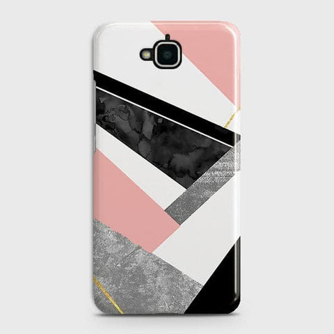 Huawei Y6 Pro 2015 Cover - Matte Finish - Geometric Luxe Marble Trendy Printed Hard Case with Life Time Colors Guarantee