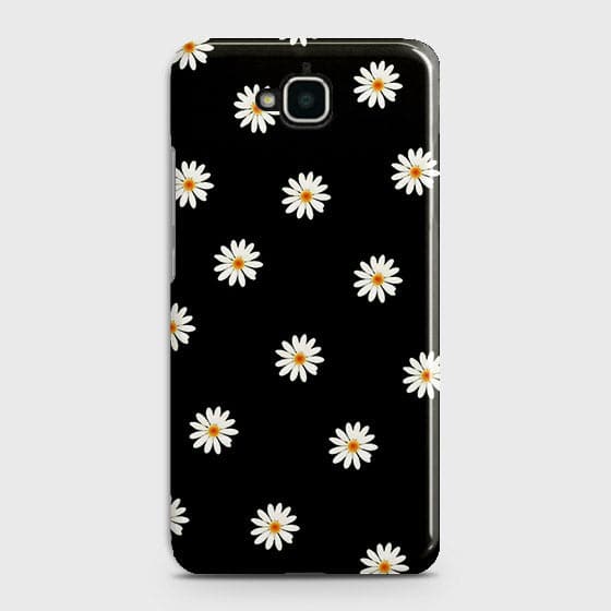 Huawei Y6 Pro 2015 Cover - Matte Finish - White Bloom Flowers with Black Background Printed Hard Case with Life Time Colors Guarantee