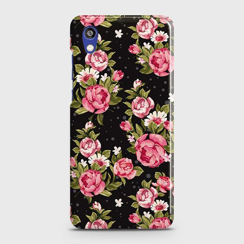 Huawei Honor 8S Cover - Trendy Pink Rose Vintage Flowers Printed Hard Case with Life Time Colors Guarantee