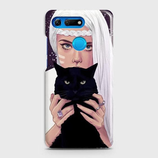 Huawei Honor View 20 Cover - Trendy Wild Black Cat Printed Hard Case with Life Time Colors Guarantee
