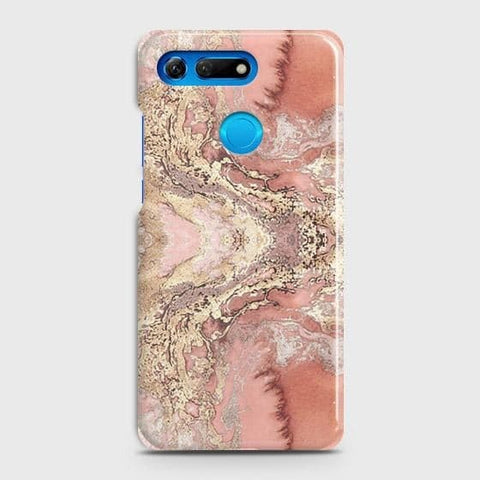 Huawei Honor View 20 Cover - Trendy Chic Rose Gold Marble Printed Hard Case with Life Time Colors Guarantee