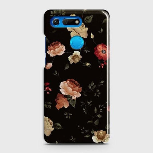 Huawei Honor View 20 Cover - Matte Finish - Dark Rose Vintage Flowers Printed Hard Case with Life Time Colors Guarantee