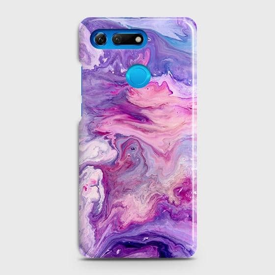 Huawei Honor View 20 Cover - Chic Blue Liquid Marble Printed Hard Case with Life Time Colors Guarantee