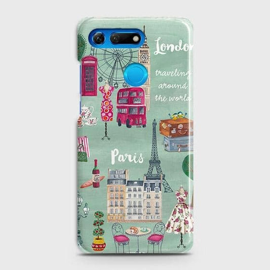Huawei Honor View 20 Cover - Matte Finish - London, Paris, New York ModernPrinted Hard Case with Life Time Colors Guarantee