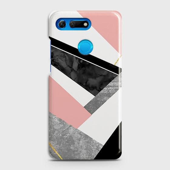Huawei Honor View 20 Cover - Matte Finish - Geometric Luxe Marble Trendy Printed Hard Case with Life Time Colors Guarantee