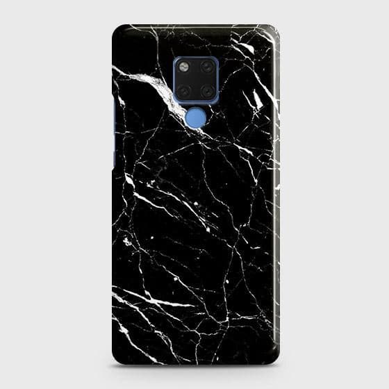 Huawei Mate 20 Cover - Trendy Black Marble Printed Hard Case with Life Time Colors Guarantee