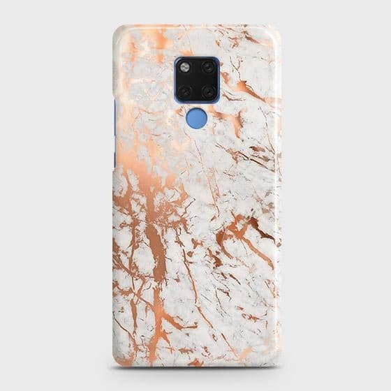 Huawei Mate 20 Cover - In Chic Rose Gold Chrome Style Printed Hard Case with Life Time Colors Guarantee