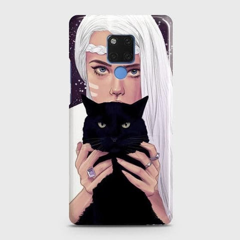 Huawei Mate 20 Cover - Trendy Wild Black Cat Printed Hard Case with Life Time Colors Guarantee