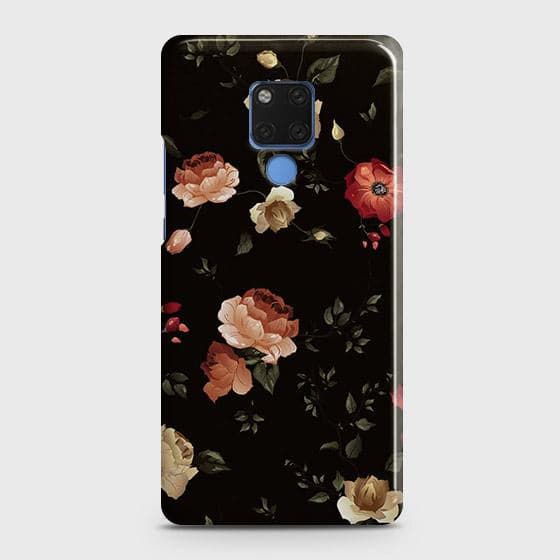 Huawei Mate 20 Cover - Matte Finish - Dark Rose Vintage Flowers Printed Hard Case with Life Time Colors Guarantee