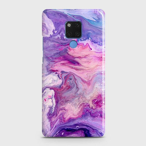 Huawei Mate 20 Cover - Chic Blue Liquid Marble Printed Hard Case with Life Time Colors Guarantee