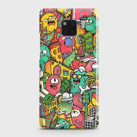 Huawei Mate 20 Cover - Matte Finish - Candy Colors Trendy Sticker Collage Printed Hard Case with Life Time Colors Guarantee ( Fast Delivery )