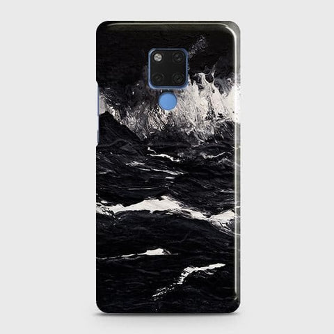 Huawei Mate 20 Cover - Black Ocean Marble Trendy Printed Hard Case with Life Time Colors Guarantee