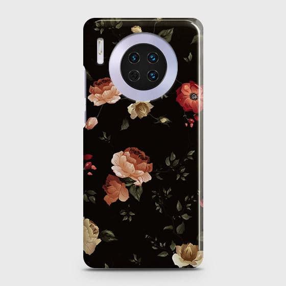Huawei Mate 30 Cover - Matte Finish - Dark Rose Vintage Flowers Printed Hard Case with Life Time Colors Guarantee