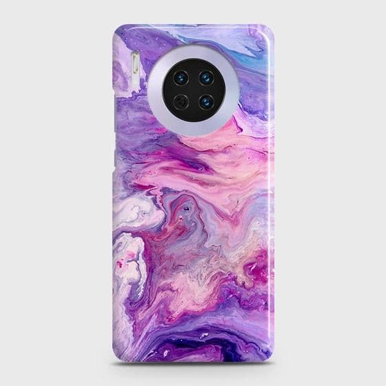 Huawei Mate 30 Cover - Chic Blue Liquid Marble Printed Hard Case with Life Time Colors Guarantee