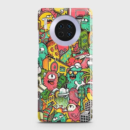 Huawei Mate 30 Cover - Matte Finish - Candy Colors Trendy Sticker Collage Printed Hard Case with Life Time Colors Guarantee