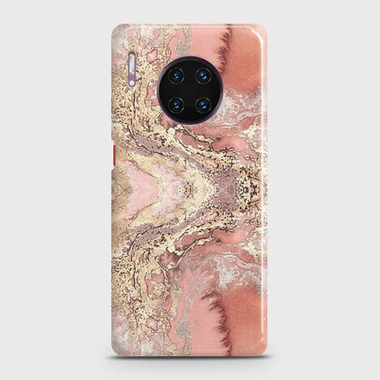 Huawei Mate 30 Pro Cover - Trendy Chic Rose Gold Marble Printed Hard Case with Life Time Colors Guarantee