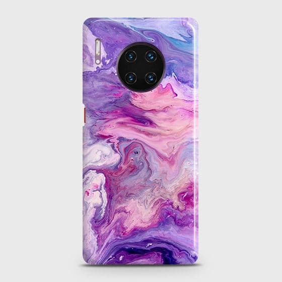 Huawei Mate 30 Pro Cover - Chic Blue Liquid Marble Printed Hard Case with Life Time Colors Guarantee
