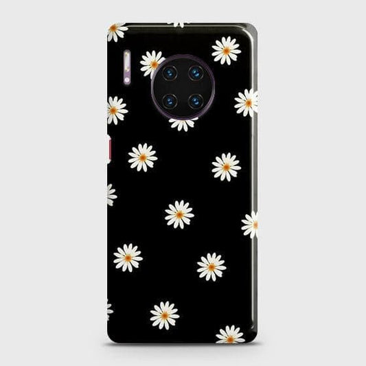 Huawei Mate 30 Pro Cover - Matte Finish - White Bloom Flowers with Black Background Printed Hard Case with Life Time Colors Guarantee