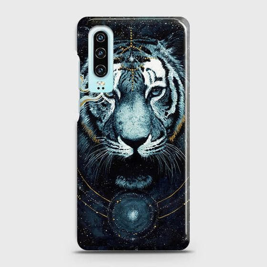 Huawei P30 Cover - Vintage Galaxy Tiger Printed Hard Case with Life Time Colors Guarantee