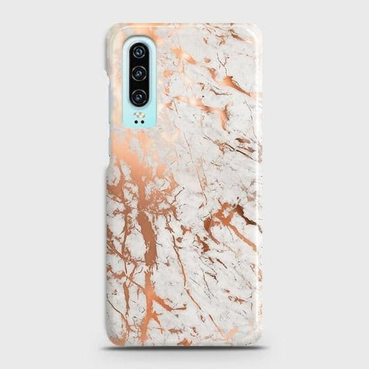 Huawei P30 Cover - In Chic Rose Gold Chrome Style Printed Hard Case with Life Time Colors Guarantee