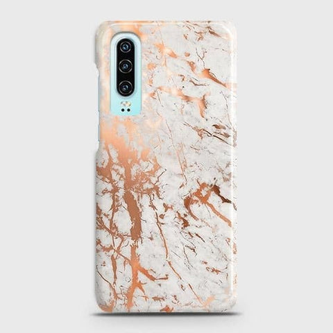 Huawei P30 Cover - In Chic Rose Gold Chrome Style Printed Hard Case with Life Time Colors Guarantee