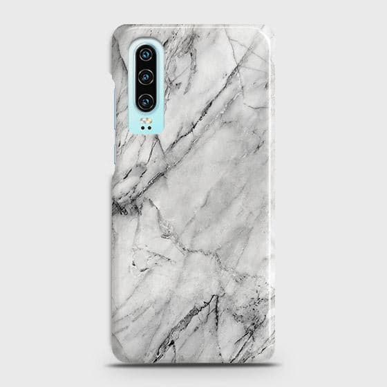 Huawei P30 Cover - Matte Finish - Trendy White Floor Marble Printed Hard Case with Life Time Colors Guarantee - D2