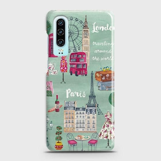 Huawei P30 Cover - Matte Finish - London, Paris, New York ModernPrinted Hard Case with Life Time Colors Guarantee