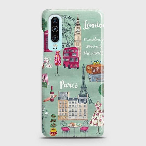 Huawei P30 Cover - Matte Finish - London, Paris, New York ModernPrinted Hard Case with Life Time Colors Guarantee