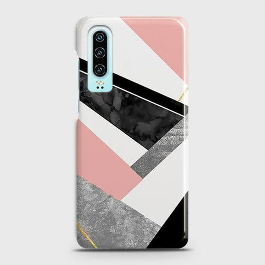 Huawei P30 Cover - Matte Finish - Geometric Luxe Marble Trendy Printed Hard Case with Life Time Colors Guarantee