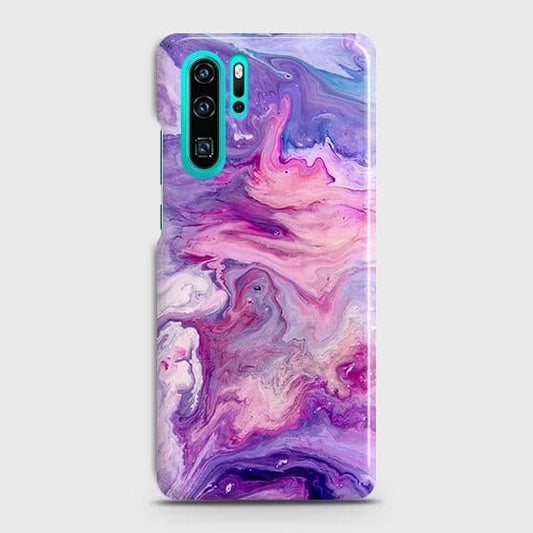 Huawei P30 Pro Cover - Chic Blue Liquid Marble Printed Hard Case with Life Time Colors Guarantee