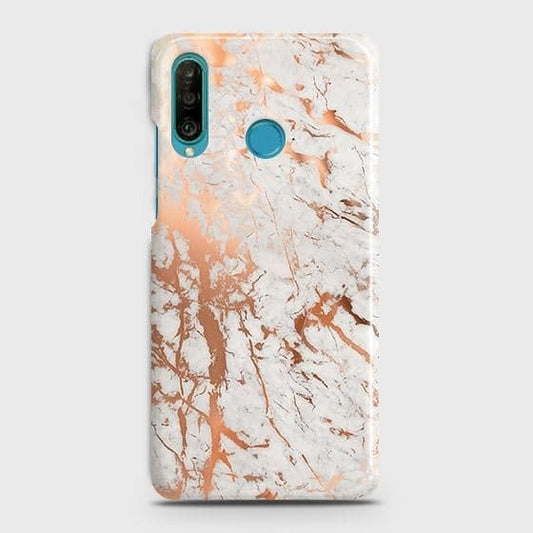 Huawei P30 lite Cover - In Chic Rose Gold Chrome Style Printed Hard Case with Life Time Colors Guarantee