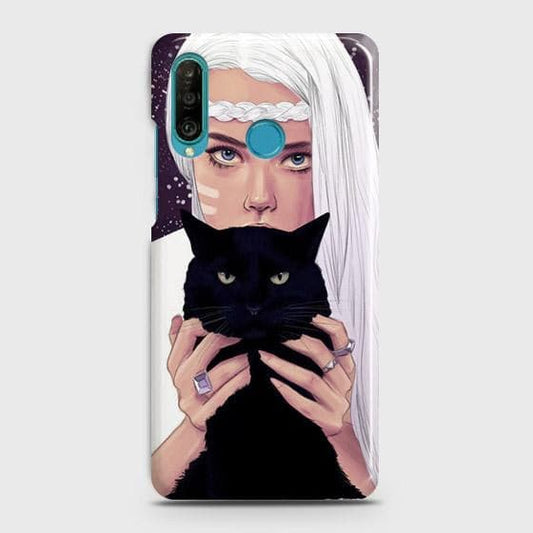 Huawei P30 lite Cover - Trendy Wild Black Cat Printed Hard Case with Life Time Colors Guarantee