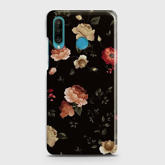 Huawei P30 lite Cover - Matte Finish - Dark Rose Vintage Flowers Printed Hard Case with Life Time Colors Guarantee