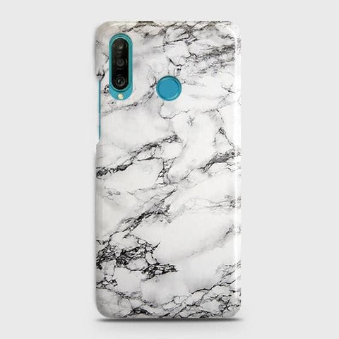 Huawei P30 lite Cover - Matte Finish - Trendy Mysterious White Marble Printed Hard Case with Life Time Colors Guarantee