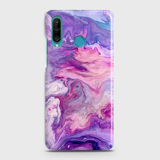 Huawei P30 lite Cover - Chic Blue Liquid Marble Printed Hard Case with Life Time Colors Guarantee