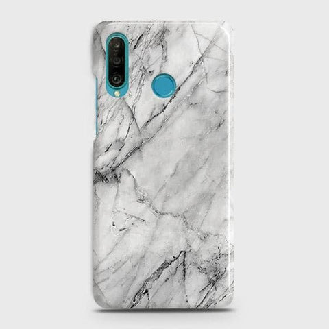 Huawei P30 lite Cover - Matte Finish - Trendy White Floor Marble Printed Hard Case with Life Time Colors Guarantee - D2