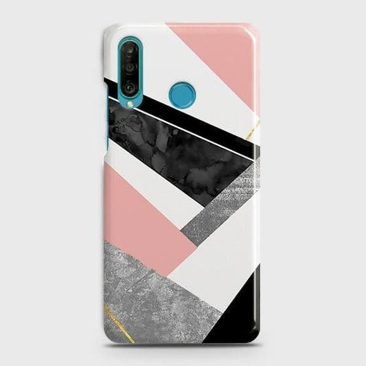 Huawei P30 lite Cover - Matte Finish - Geometric Luxe Marble Trendy Printed Hard Case with Life Time Colors Guarantee