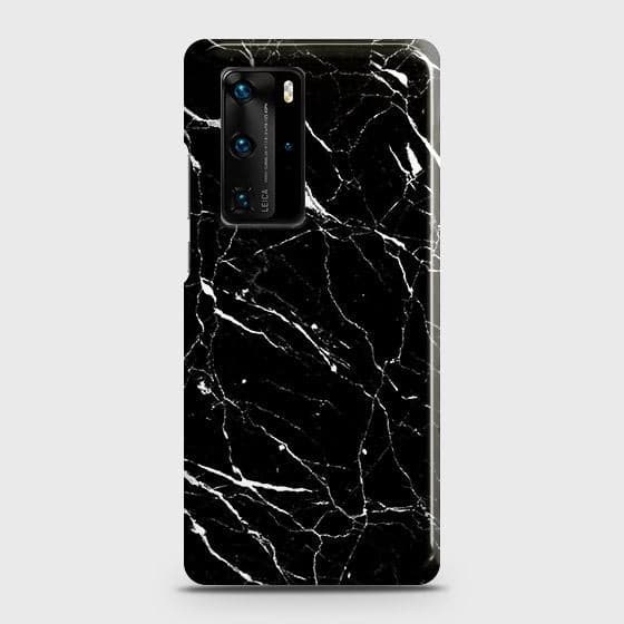 Huawei P40 Pro Cover - Trendy Black Marble Printed Hard Case with Life Time Colors Guarantee B79