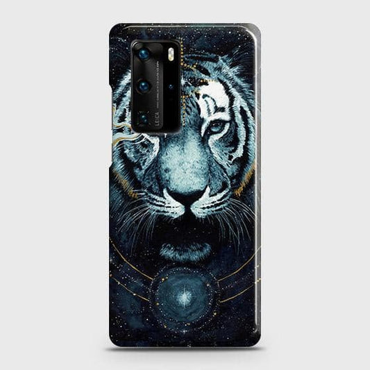 Huawei P40 Pro Cover - Vintage Galaxy Tiger Printed Hard Case with Life Time Colors Guarantee