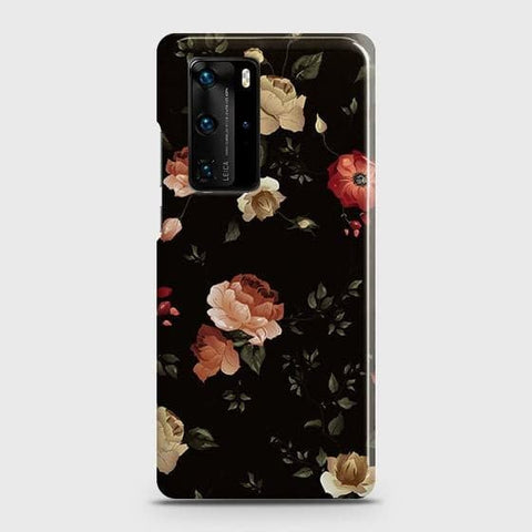 Huawei P40 Pro Cover - Matte Finish - Dark Rose Vintage Flowers Printed Hard Case with Life Time Colors Guarantee