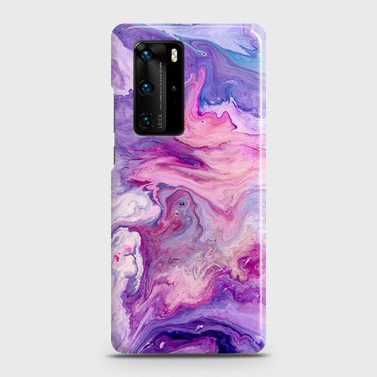 Huawei P40 Pro Cover - Chic Blue Liquid Marble Printed Hard Case with Life Time Colors Guarantee