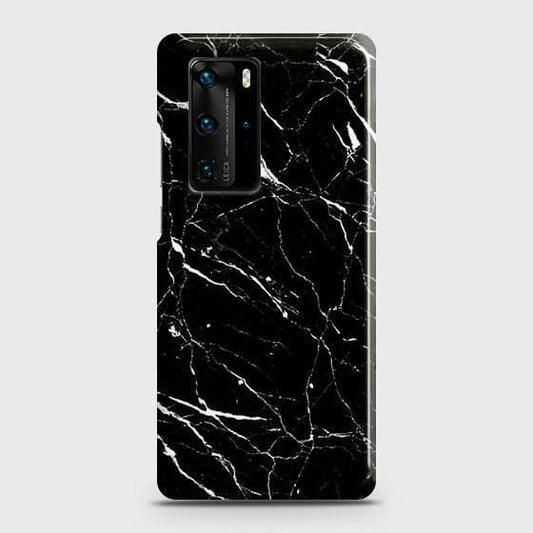 Huawei P40 Pro Plus Cover - Trendy Black Marble Printed Hard Case with Life Time Colors Guarantee