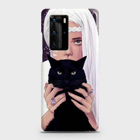 Huawei P40 Pro Plus Cover - Trendy Wild Black Cat Printed Hard Case with Life Time Colors Guarantee
