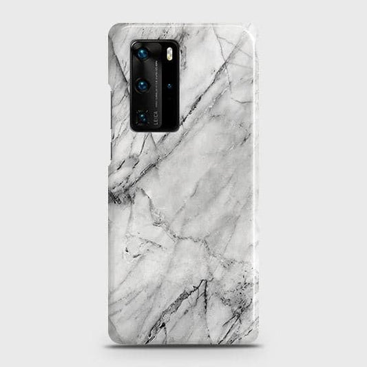 Huawei P40 Pro Plus Cover - Matte Finish - Trendy White Marble Printed Hard Case with Life Time Colors Guarantee