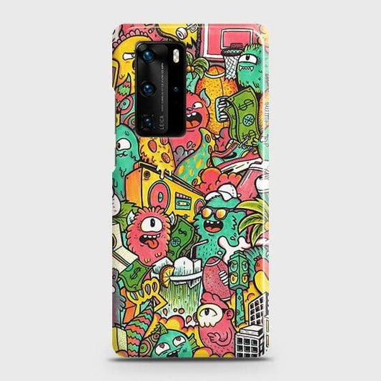 Huawei P40 Pro Plus Cover - Matte Finish - Candy Colors Trendy Sticker Collage Printed Hard Case with Life Time Colors Guarantee