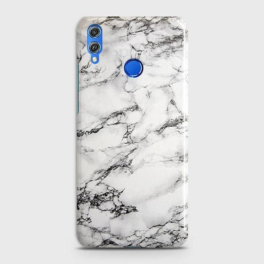 Huawei P smart 2019 Cover - Matte Finish - Trendy Mysterious White Marble Printed Hard Case with Life Time Colors Guarantee