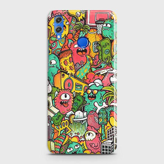 Huawei P smart 2019 Cover - Matte Finish - Candy Colors Trendy Sticker Collage Printed Hard Case with Life Time Colors Guarantee