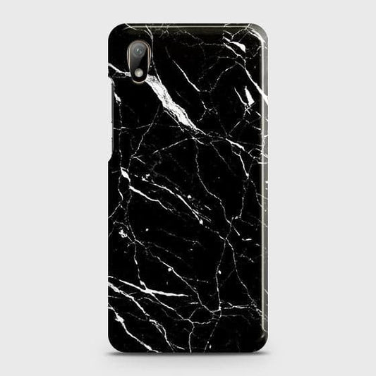 Huawei Y5 2019 Cover - Trendy Black Marble Printed Hard Case with Life Time Colors Guarantee