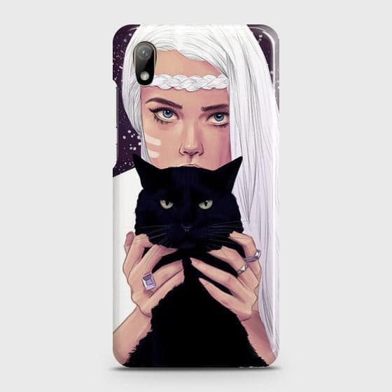 Huawei Y5 2019 Cover - Trendy Wild Black Cat Printed Hard Case with Life Time Colors Guarantee